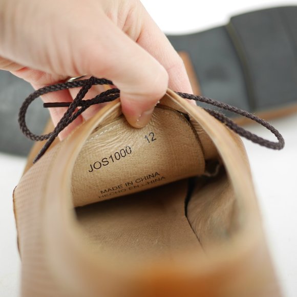 JOSEPH ABBOUD Men's 12 Brown pebbled embossed leather oxfords laced dress shoes - Picture 12 of 12